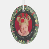 Foliage d'hiver | Premier ornement de Noël du bébé (Avant gauche)