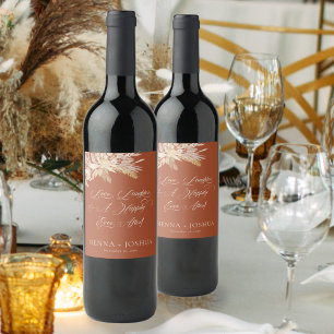 Foliage Duet Terracotta Botanical Wedding Toast Wijn Etiket