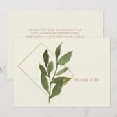 Foliage en crème simple et Merci Mariage or (Devant / Derrière)