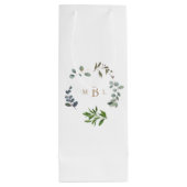 Foliage en Gold Monogram White Elegant Wedding Wijn Cadeautas (Achterkant)