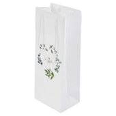 Foliage en Gold Monogram White Elegant Wedding Wijn Cadeautas (Voorkant Gekanteld)