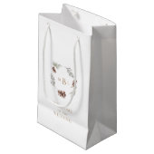 Foliage en goudmonogram White Winter Weddenschap Klein Cadeauzakje (Voorkant Gekanteld)