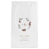 Foliage en goudmonogram White Winter Weddenschap Klein Cadeauzakje (Voorkant)