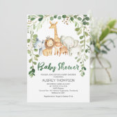 Foliage Et Safari Animaux Baby shower Invitation (Debout devant)
