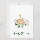 Foliage Et Safari Animaux Baby shower Invitation (Dos)