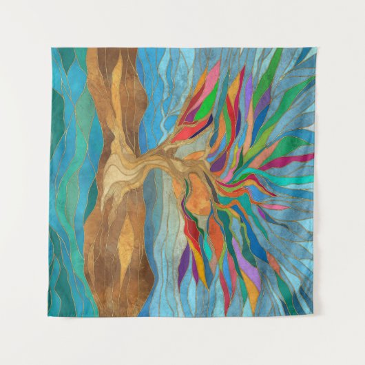 Foliage Fantasy Mozaïek Boom Wandkleed (Voorkant (horizontaal))