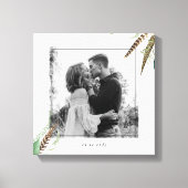 Foliage & Feathers Verloving Foto Bruiloft Datum Canvas Afdruk (Voorkant)