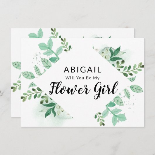 Foliage frais Carte de proposition de fille de fle (Devant / Derrière)