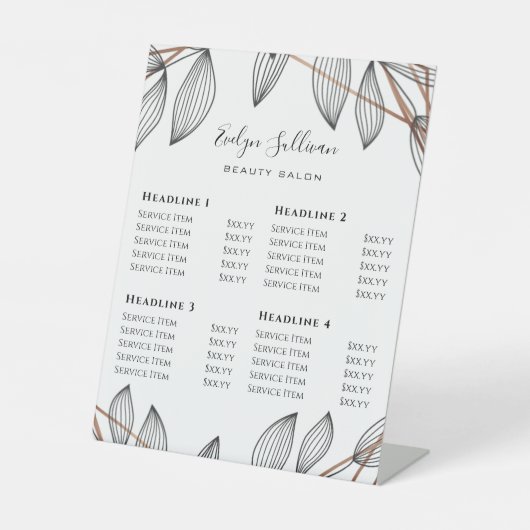 Foliage Geometrische Lijst Prijslijst Pedestal Sig Reclamebord Met Voetstuk (Voorkant)