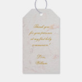 Foliage Gold Marble eerste Communical Botanical Fe Cadeaulabel (Achterkant)