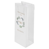 Foliage & Gold Monogram White Weduwschap Welkom Wijn Cadeautas (Voorkant Gekanteld)