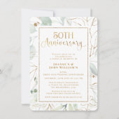 Foliage Gold Script 50ste bruiloft Jubileum Kaart (Voorkant)