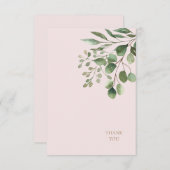 Foliage Gold Texte Blush Merci Mariage (Devant / Derrière)
