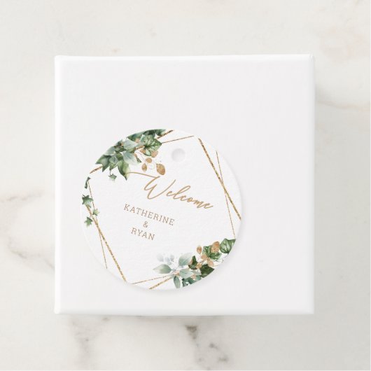 Foliage & Gouden Namen Bruiloft Dank u Bedankjes Labels (In situ)