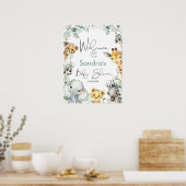 Foliage Green Gold Safari Baby shower Affiche de b (Cuisine)