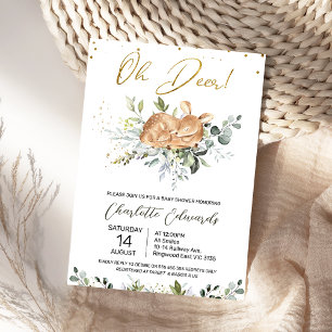 Foliage Green Oh Deer Baby shower Kaart