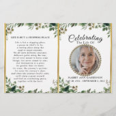 Foliage Green Photo Celebration of Life Programme (Devant)