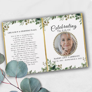 Foliage Green Photo Celebration of Life Programme