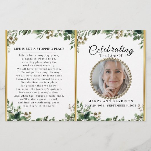 Foliage Greenery Foto Celebration of Life Programm (Voorkant)