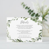 Foliage Greenery Wedding Details Kaart (Staand voorkant)