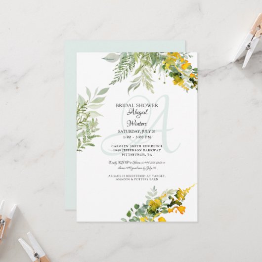 Foliage Jaune Invitation Fête des mariées Fleur sa (Devant/Arrière en situation)