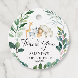 Foliage krans Safari Baby shower Rond Bedankjes Labels