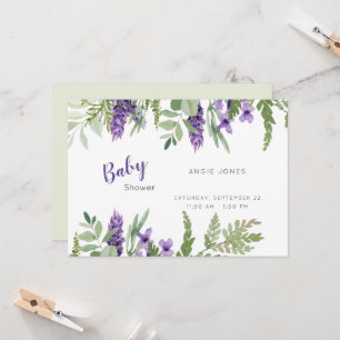 Foliage Lavender and Mint baby shower Invitation Kaart
