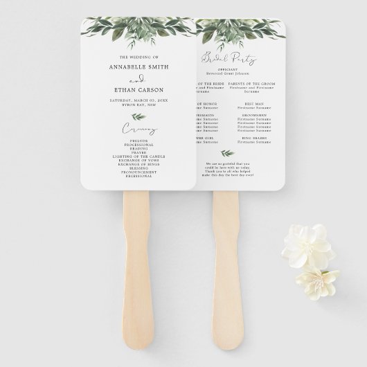 Foliage Leaf Wedding Ceremony Program Handwaaier (Voorkant en achterkant)