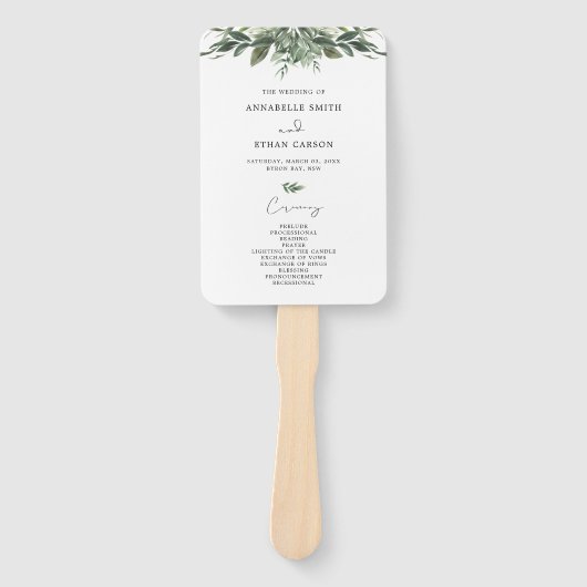Foliage Leaf Wedding Ceremony Program Handwaaier (Voorkant)