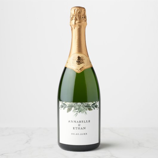Foliage Leaf Wedding Favor Wine Label Sparkling Wijnetiket (Voorkant)