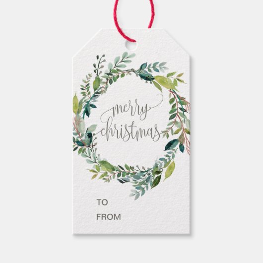 Foliage Merry kerstnaam Cadeaulabel (Voorkant)