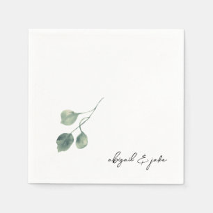 Foliage Modern Script Names Wedding Napkins Servet