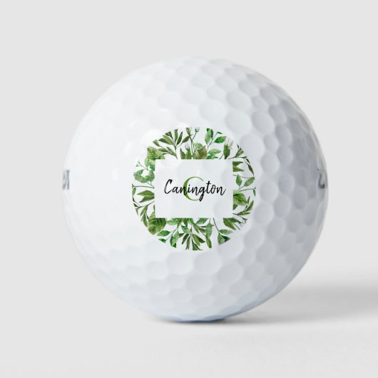 Foliage Monogram Huwelijkscadeau Namen Custom Golfballen (Voorkant)