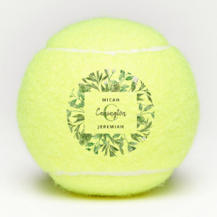 Foliage Monogram Weddenschap Gift Names Custom Tennisballen