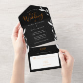 Foliage Orange Mariage noir tout en une invitation (Déchirure)