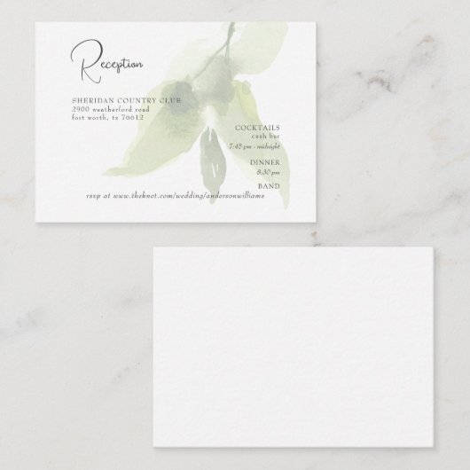 Foliage Reception Cash Bar & RSVP Weddenschap Informatiekaartje (Voorkant / Achterkant)