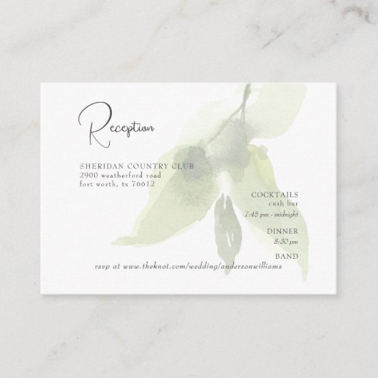 Foliage Reception Cash Bar & RSVP Weddenschap Informatiekaartje (Voorkant)