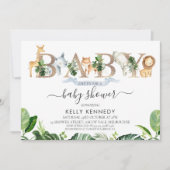 Foliage Safari Animaux Word Baby shower Invitation (Devant)