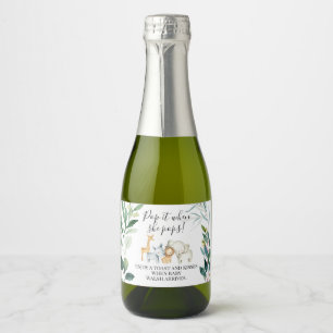 Foliage Safari Baby shower Pop It Sparkling Wijnetiket