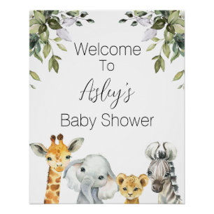 Foliage Safari Baby shower Welkom Poster Perfect Poster