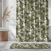 Foliage Sage Olive Green Beige White Douchegordijn