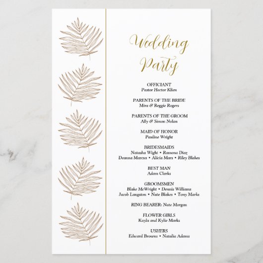 Foliage Script Programme de mariage minimal (Dos)