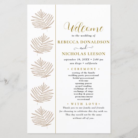 Foliage Script Programme de mariage minimal (Devant)