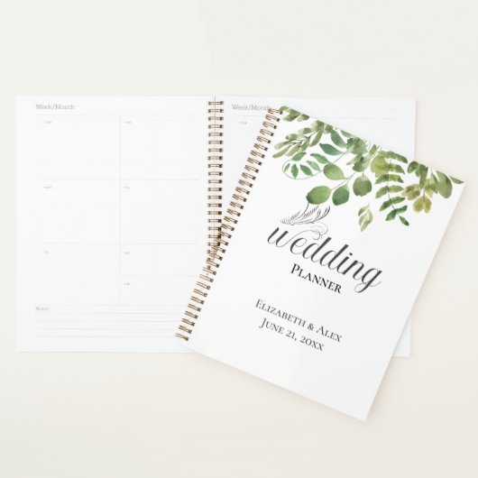 Foliage simple, Carnet Wedding planner (Devant avec enveloppe)