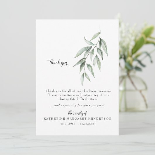 Foliage simple II Bereavement Merci funéraire (Debout devant)