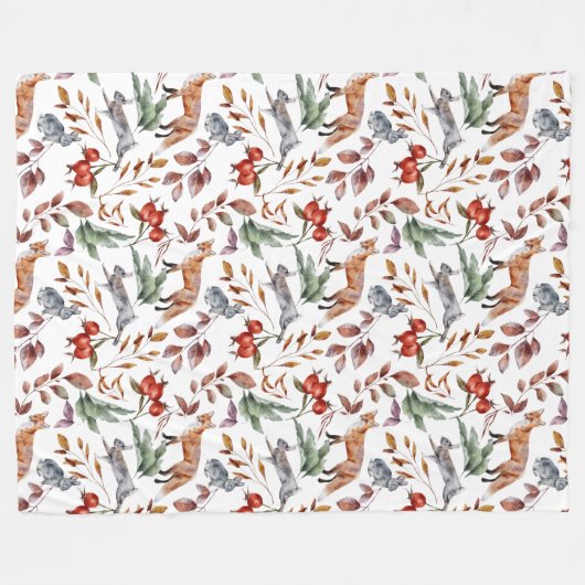 Foliage van Herfst van bossen en konijnen Fleece Deken (Voorkant (Horizontaal))