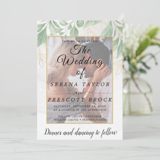 Foliage Vellum Overlay Weddenschap Kaart (Staand voorkant)