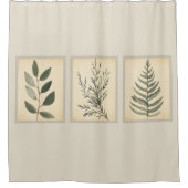 Foliage Vert Neutre Beige Douche Rideau (Devant)