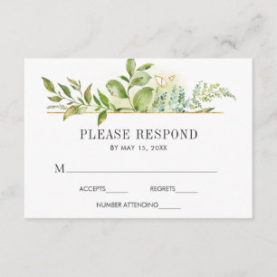 Foliage vert sauvage Aquarelle Mariage RSVP