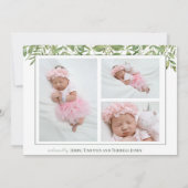 Foliage Waterverf Foto Collage Newborn Birth Aankondiging (Achterkant)